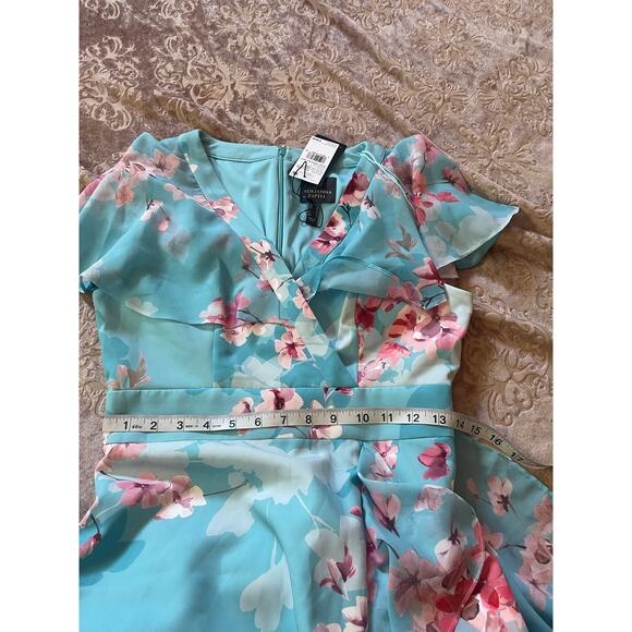 NWT Adrianna Papell Printed‎ Floral Flutter Sleeve Dress with Cascade Hem 2 - Picture 5 of 10
